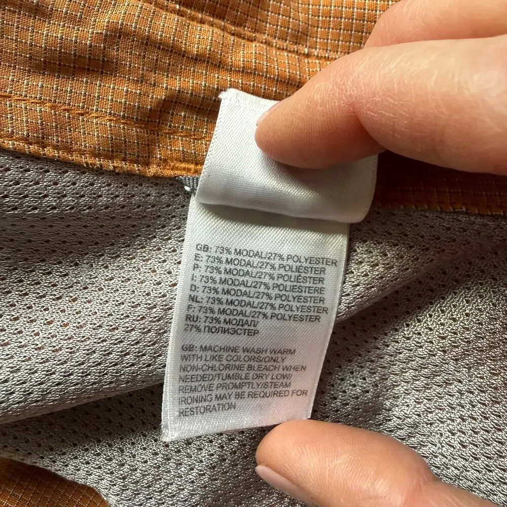 The North Face Orange Modal Button Shirt Mesh Lining Hiking Outdoors Gorpcore